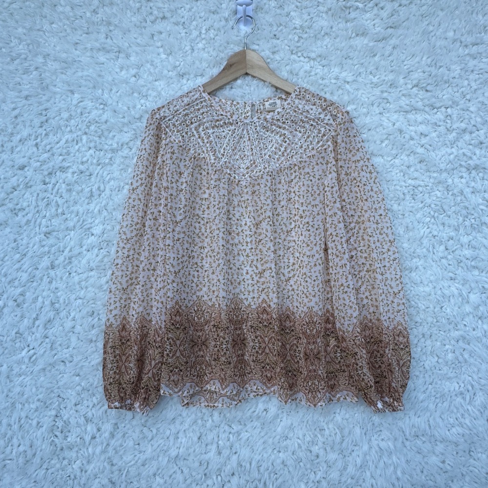 Good‎ Hart by Matilda Jane Pheasant Blouse Top Boho Embroidered Sheer Bohemian M
